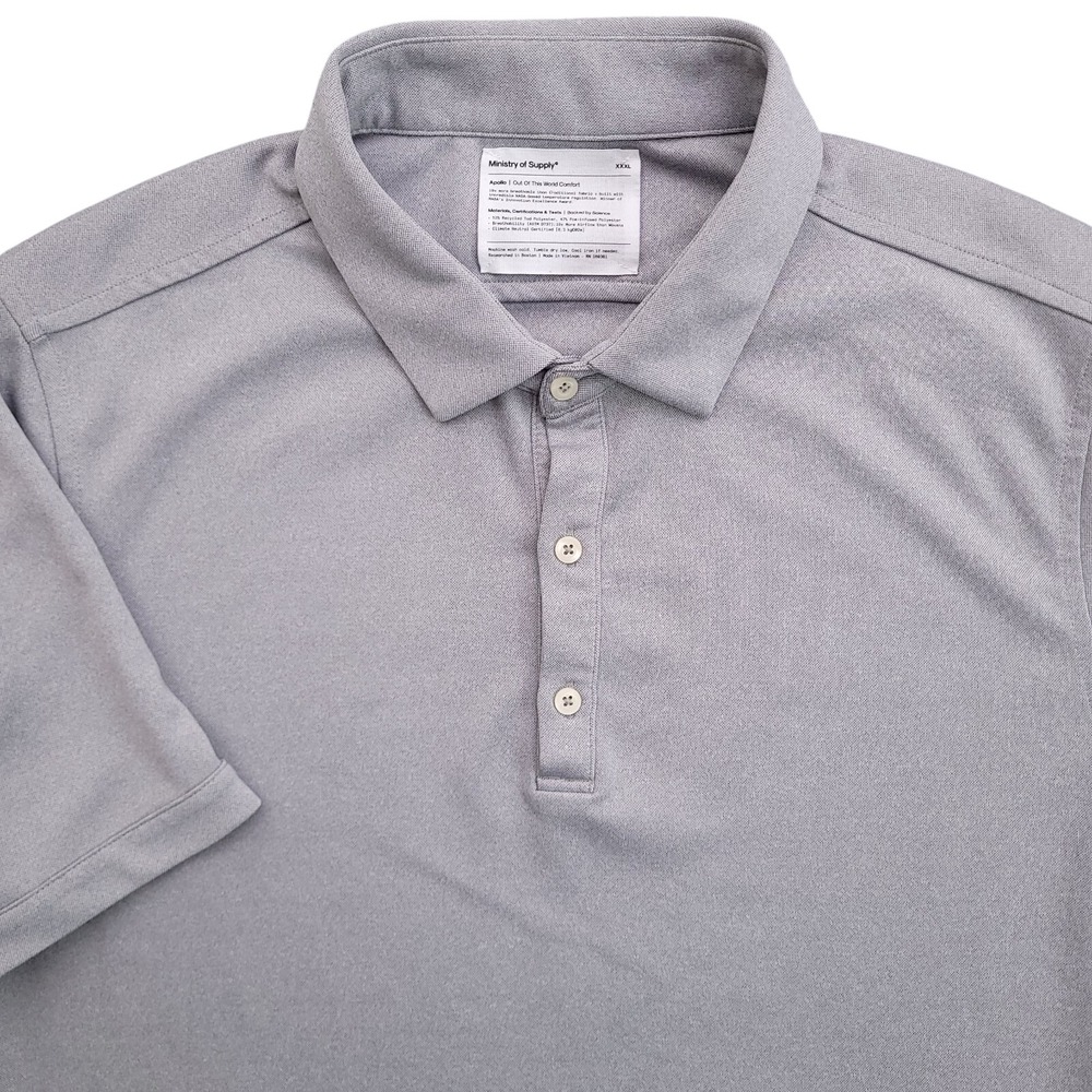 Ministry Of Supply Polo Shirt Mens 3XL Gray Apollo Short Sleeve Performance Golf